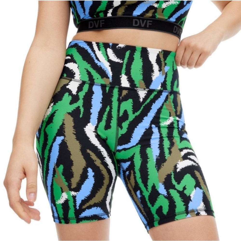 Diane von Furstenberg x Target Disco Zebra Green Bike Shorts Size XXS NWT